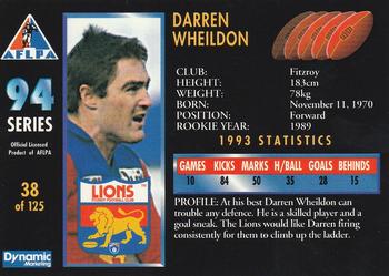 1994 Dynamic AFLPA #38 Darren Wheildon Back